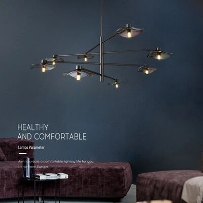Simplicity Dining Room LED Chandelier Personality Modern Black Pendant Light Lotus Leaves Glass Chandelier(WH-MI-490)