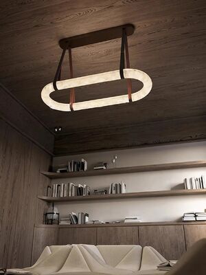 LED Dimmable Natural Marble Desing Leather Belt Chandelier Lighting (WH-MI-492)