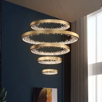 Duplex Stairs Chandelier Modern Luxury Rings Crystal Large Pendant Lamp Luxury Circle Crystal Chandelier(WH-MI-494)