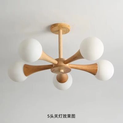 Nordic Log Art Chandelier Simple Personality Glass Ceiling Lamp Wooden Nera Chandelier(WH-MI-495)