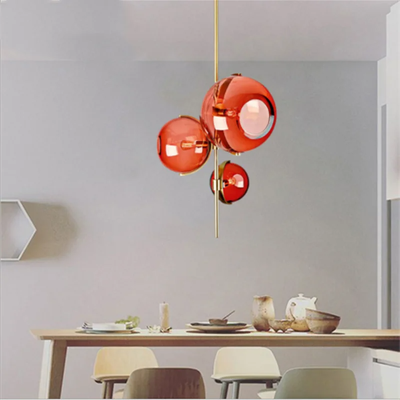 Nordic red glass globe chandelier restaurant shop modern italian design lamp Another Day Chandelier(WH-MI-500)