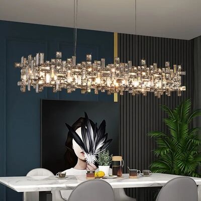 Rectangle Chrome Crystal Chandelier Modern Chrome K9 Crystal Pendant Lights(WH-CY-257)