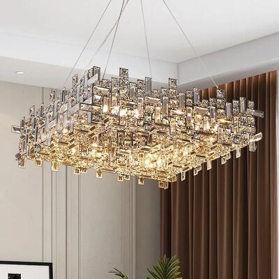Rectangle Chrome Crystal Chandelier Modern Chrome K9 Crystal Pendant Lights(WH-CY-257)