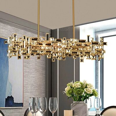 Rectangle Chrome Crystal Chandelier Modern Chrome K9 Crystal Pendant Lights(WH-CY-257)