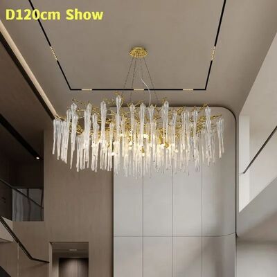 Rectangular Gold Crystal Chandelier Gold Branch Crystal Ceiling Hanging Chandelier (WH-CY-258)
