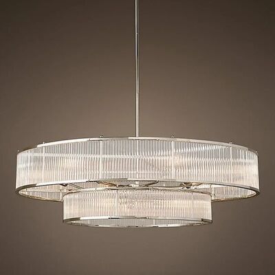 Golden Crystal Chandelier Luxurious Shiny Round Linear Pendant Light (WH-CY-262)