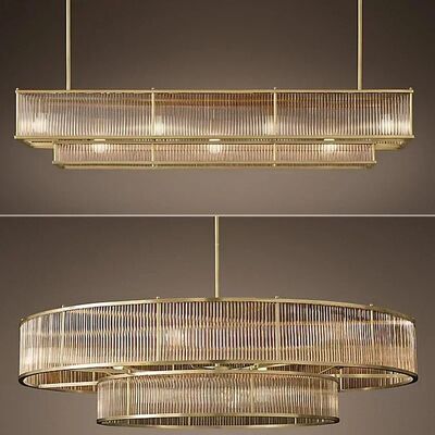 Golden Crystal Chandelier Luxurious Shiny Round Linear Pendant Light (WH-CY-262)