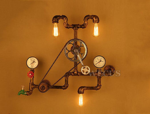 Vintage retro loft industrial wind light personality water pipe gear wall lamp (WH-VR-24)