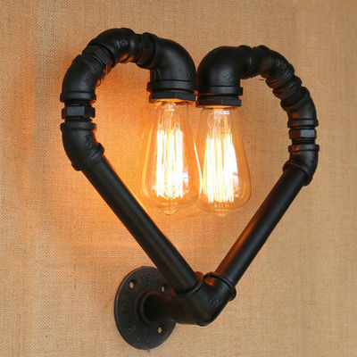 Creative vintage pipe wall light loft edison industry E27 light bar Heart wall lamp (WH-VR-34）