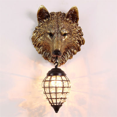 Resin Wolf Wall Lamps Vintage Wall Sconce Light Fixtures for Living Room Bedroom Loft Industrial Lamp (WH-VR-63)