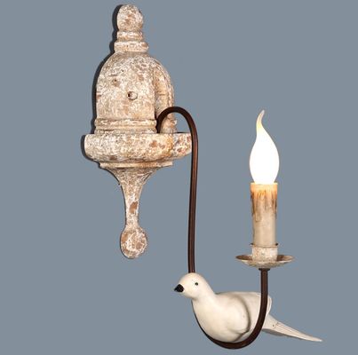 Retro bird wall lamp french vintage white wood wall sconce rustic wall lamp （WH-VR-70)