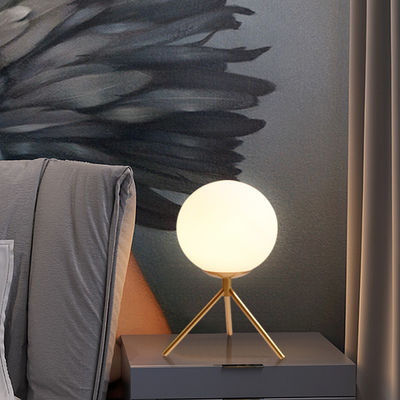 Nodic LED Table Lamp Study Living Room Bedroom Minimalist Round Glass Ball Tripod ball table lamp(WH-MTB-32）