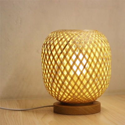 Living Room Bedroom Chinese Style Hand-woven Wood Art Table Lamps(WH-MTB-92)