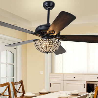 52 inch Retro Ceiling Fan Lamp with Light 110v Remote Control 5 Light Fixture Wood Lamp(WH-CLL-15)