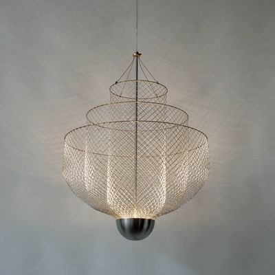 Designer Golden Grid Led Chandelier Postmodern Metal Bedroom chandelier Meshmatics Chandelier(WH-MI-83)