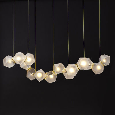 Living Room Kitchen Cafe Home Decoration Welles Glass Long LED Chandelier(WH-MI-99)