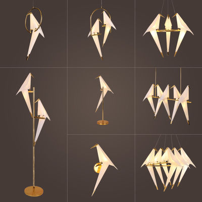 Nordic Gold Bird Cage pendant light Living room Bedroom Perch origami bird chandelier(WH-MI-127)