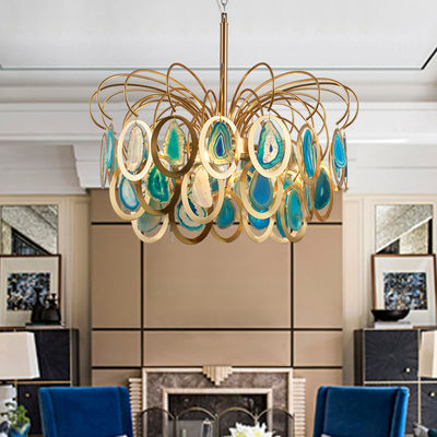 Modern Luxury colorful Nordic LED Light Ceiling Slice Agate Chandelier（WH-MI-181)