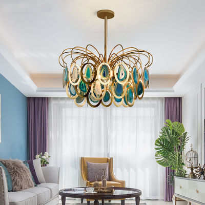 Modern Luxury colorful Nordic LED Light Ceiling Slice Agate Chandelier（WH-MI-181)