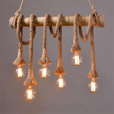 Vintage Rope pendant light Personality Loft Hemp for Kitchen Cafe Bar Decor bamboo pendant light(WH-VP-74)