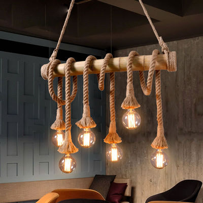 Vintage Rope pendant light Personality Loft Hemp for Kitchen Cafe Bar Decor bamboo pendant light(WH-VP-74)