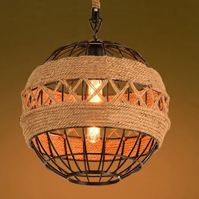 American Loft Rural Hemp Rope Pendant Lamp Industrial Restaurant Bar Cafe Light Pendant Lamp(WH-VP-122)