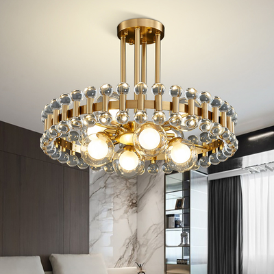 Chandelier lighting for dining room Home Decoration Gold Round Kitchen Fixture Colorful Stone Hanging Lamp(WH-CY-161)