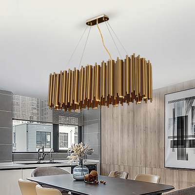 Luxury modern chandelier for dining room brushed gold stainless steel rectangle chandelier(WH-MI-311)