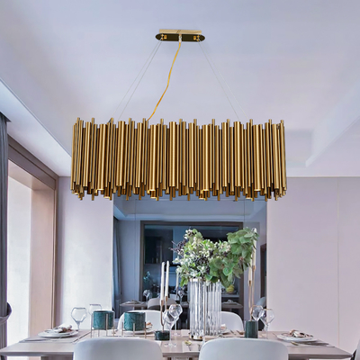 Luxury modern chandelier for dining room brushed gold stainless steel rectangle chandelier(WH-MI-311)