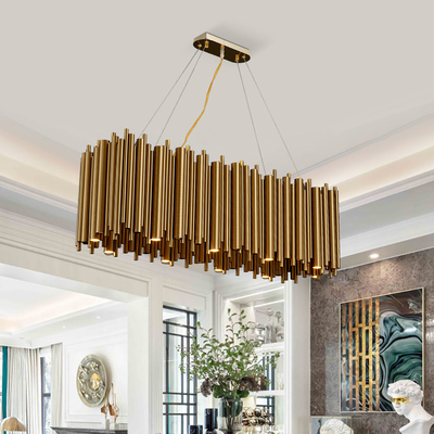 Luxury modern chandelier for dining room brushed gold stainless steel rectangle chandelier(WH-MI-311)