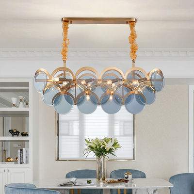 Modern chandeliers for living room home decor rectang smoke gray glass Blue Chandelier(WH-MI-312)