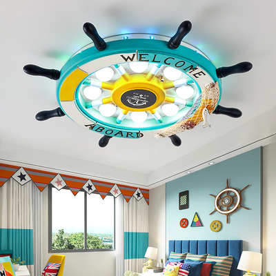 Mediterranean sea rudder Kids room nursery lamp home bedroom decor smart round ceiling light(WH-MA-171)