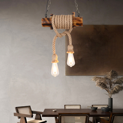 retro loft pendant lamp American Retro Industrial Style Hemp Rope Restaurant Coffee Bamboo Lighting(WH-VP-133)