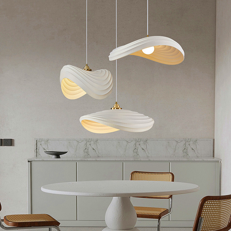 Nordic Minimalist Wabi Sabi Cream Style LED Dining Room Cafe Pendant Light(WH-VP-166)