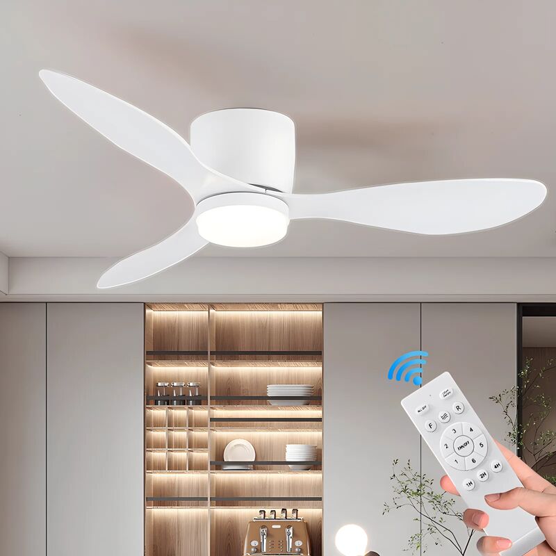 DC motor Large Air Volume Remote Control for Kitchen Bedroom Dining room Modern Ceiling Fan with LED Light (WH-VLL-34)