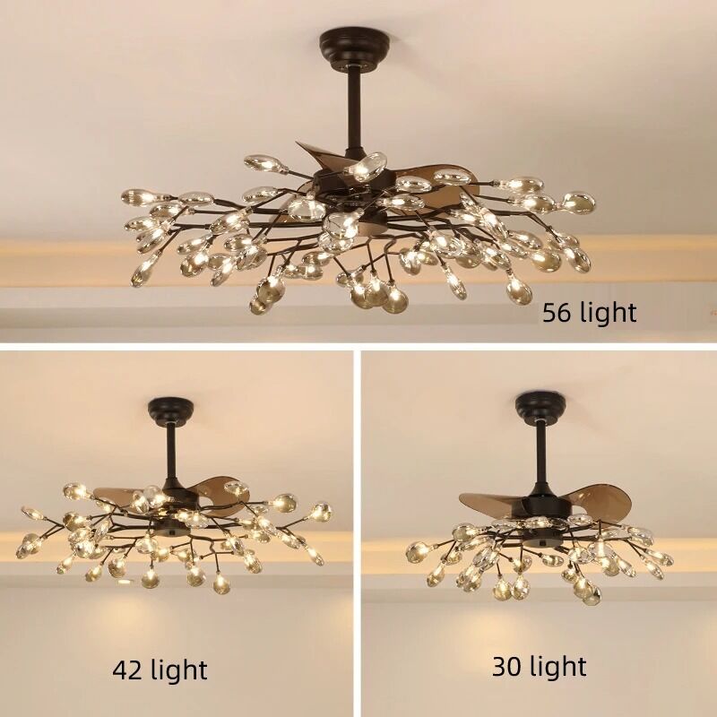 RC dimmable rotated forward and reverse for living room Branch firefly ceiling fan lamp(WH-CLL-66)