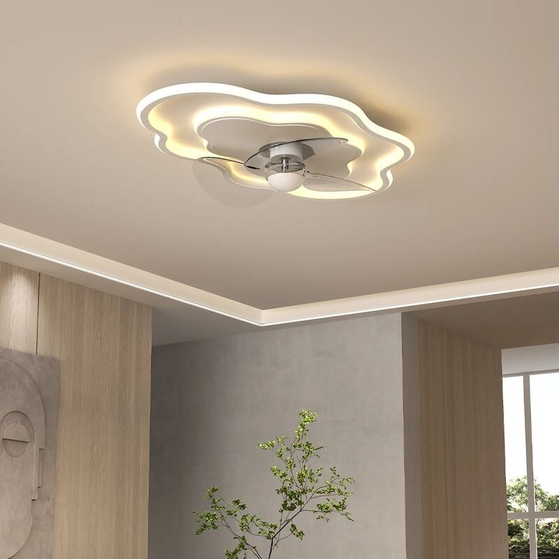 Home Office Cloud-Shaped 6 Speeds 35W Reversible Motor Ceiling Mount LED Fan Light (WH-CLL-75)