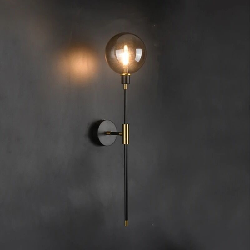 Home Bedside Wall Light Fixtures Black Iron Glass Ball Wall Lamps(WH-VR-152)