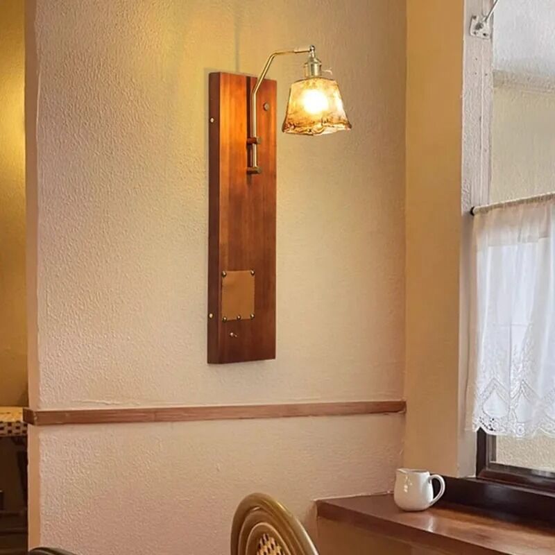 Art Creative Bedroom Foyer Lighting Japan Retro Glass Wood Wall Lamp(WH-VR-155)