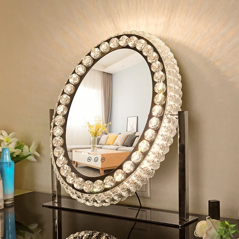 Dimmable Led Light round Crystal Dressing Makeup Mirror lamp(WH-MR-80)