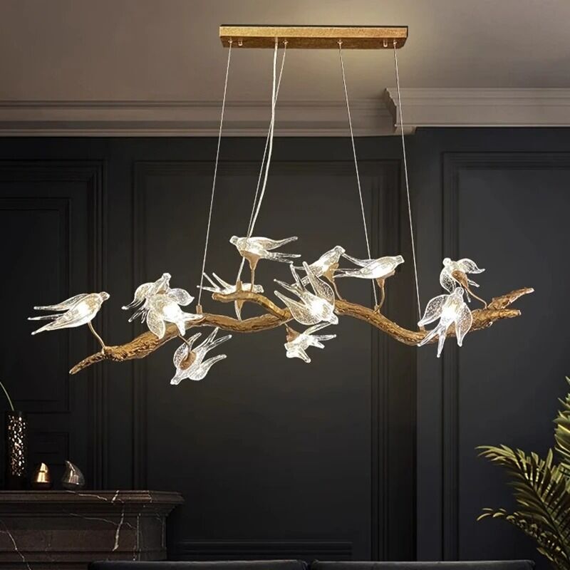 Luxury Branch Chandelier Glass Bird Crystal Led Ceiling Chandelier For Dining Room Bedroom Hotel Vintage Living Room Chandelie (WH-VP-314)