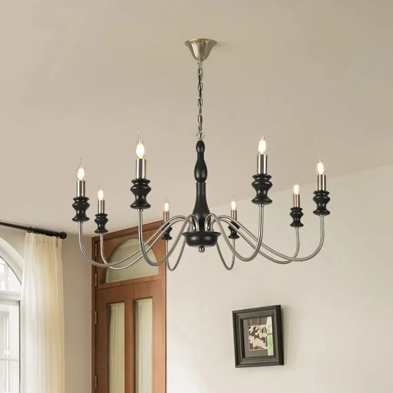 Bedroom Foyer Dining Room Lighting Fixtures French Retro Style Iron Wood LED Decor Home Chandelier (WH-VP-324)