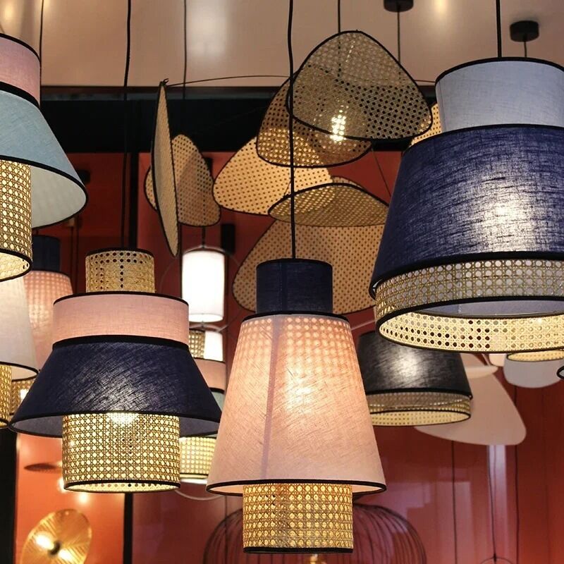 dining table lights creative design simple Japanese wabi-sabi style rattan pendant lights(WH-WP-147)