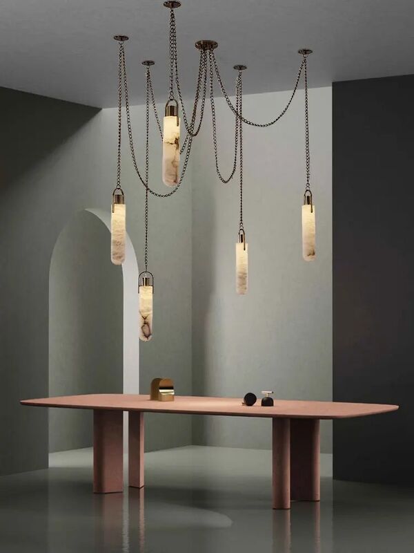 Marble Design Gold Chrome Dimmable LED Hanging Lamps Flint Multi Light Pendant（WH-AP-618）