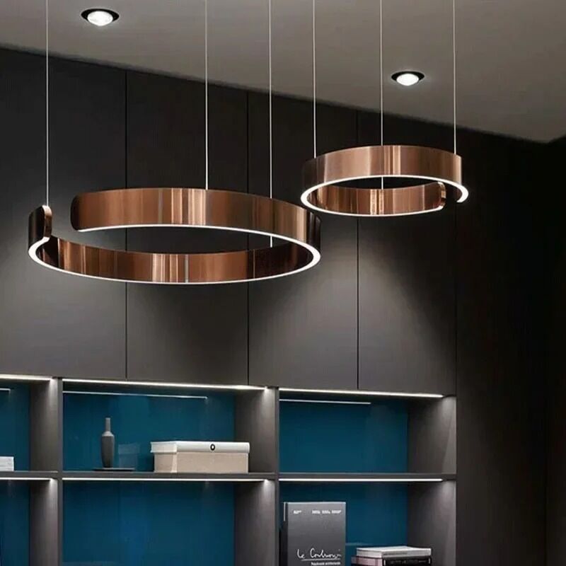 Mininalist Circle Rings Ceiling Chandeliers Hanging Pendant Lighting  Aria Multi Light Chandelier（WH-AP-619）