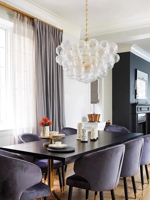 Trendy Glass Bubble Art Deco Gold Dimmable Hanging Lamps Talia Linear Chandelier（WH-AP-631）