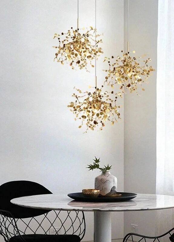 Nordic Modern Personality Stainless Steel Chrome Leaf LED Chandelier Argent Pendant（WH-AP-632）