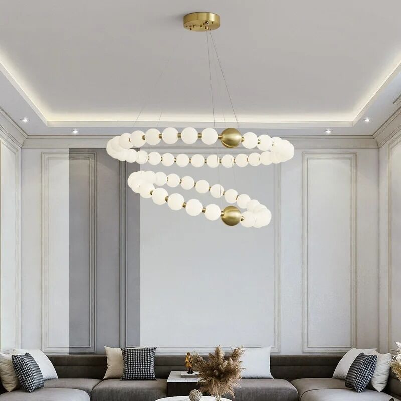 Round Ring Hanging Lamp Frosted Ball Ceiling Chandelier High Quality Living Room Dining Room Hanging Light （WH-AP-666）