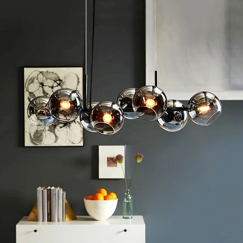 Nordic Glass Chandelier for Dining Room Kitchen Living Room Bedroom Glass Ball Black Ceiling Pendant Lamp （WH-AP-671）