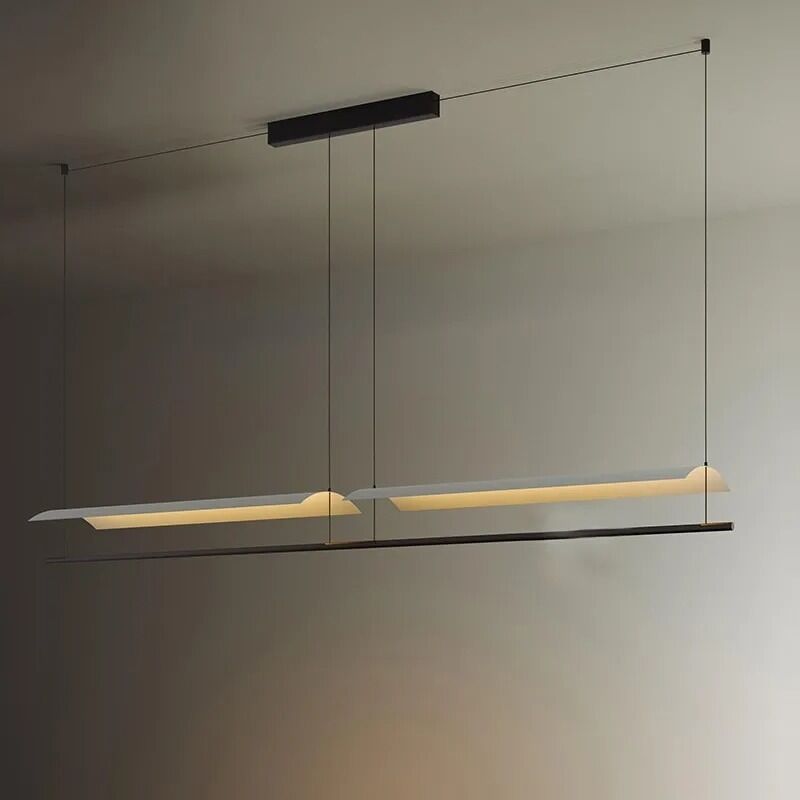 Eaves Tile Long Chandelier White Lustre Suspension Light LED Pendant Lamp （WH-AP-688）